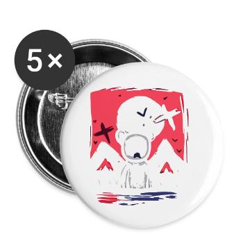 Japan's rote Sonne: Ein seltsamer Spielzeug-Bär - Buttons klein 25 mm (5er Pack) - Weiß - Vorne