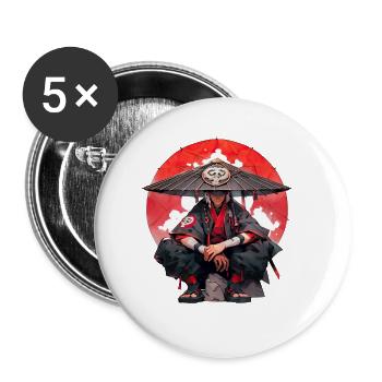 Asia 80s Japanese Retro Samurai Samurai - Buttons small 1''/25 mm (5-pack) - white - Front