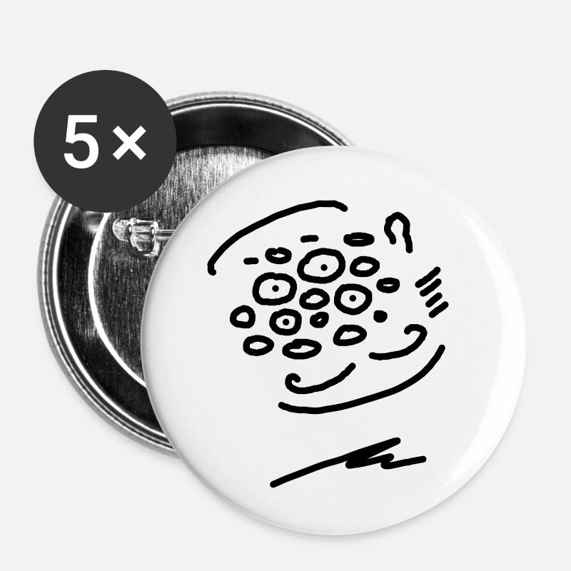 Many Faces #09 - Buttons small 1''/25 mm (5-pack) - white