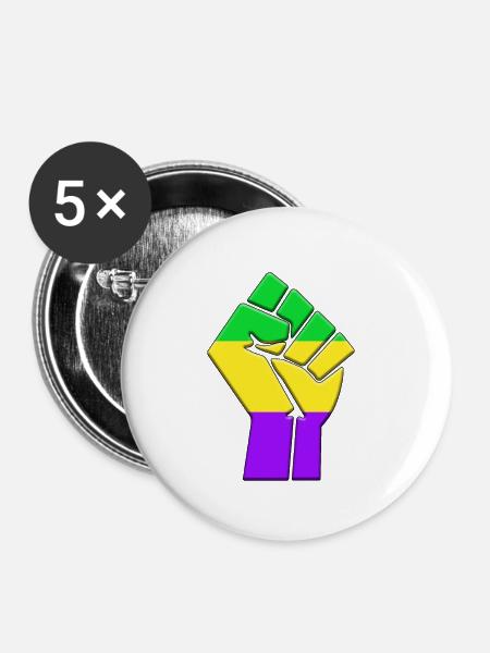 Mardi Gras Flagge - Buttons klein 25 mm (5er Pack) - Weiß