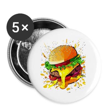 Burgers au fromage supplémentaire Cheeseburgers - Lot de 5 petits badges (25 mm) - blanc - Devant