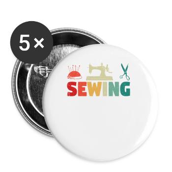 Retro sewing machine sewing hobby seamstress vintage - Buttons small 1''/25 mm (5-pack) - white - Front