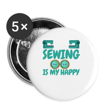 My sewing room is my place of happiness Sewing office Sewist - Buttons small 1''/25 mm (5-pack) - white - Front