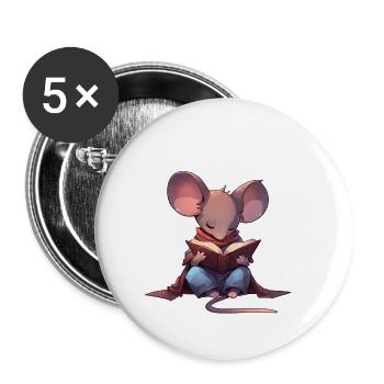 Leidenschaftlicher Leser Leserin Leseratte - Buttons klein 25 mm (5er Pack) - Weiß - Vorne