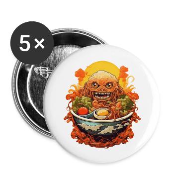 Ramen Monster - Buttons small 1''/25 mm (5-pack) - white - Front