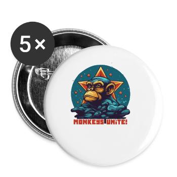 Singes de la Résistance, unissez-vous ! - Lot de 5 petits badges (25 mm) - blanc - Devant