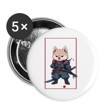 Asia Corki Japanese Samurai Samurai - Buttons small 1''/25 mm (5-pack) - white - Front