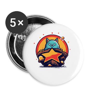 Brave and bold cat - Buttons small 1''/25 mm (5-pack) - white - Front