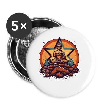 Étoile de Bouddha - Lot de 5 petits badges (25 mm) - blanc - Devant