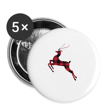 Rot kariertes Rentier Opa Weihnachten Weihnachten - Buttons klein 25 mm (5er Pack) - Weiß - Vorne