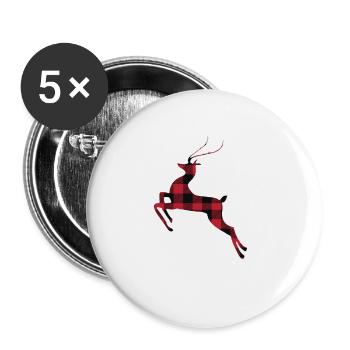 Rot kariert Rentier Mama Weihnachten Weihnachten - Buttons klein 25 mm (5er Pack) - Weiß - Vorne