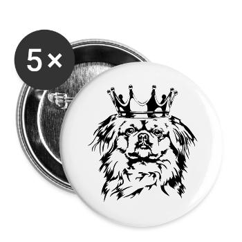 Pekingese Krone Hund Hunde Wilsigns - Buttons klein 25 mm (5er Pack) - Weiß - Vorne