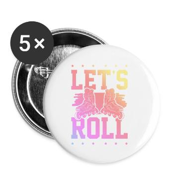 skate lets roll - Buttons klein 25 mm (5er Pack) - Weiß - Vorne