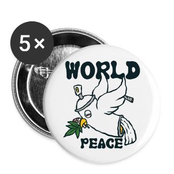 420 Colombe mondiale de la paix 1 - Lot de 5 petits badges (25 mm) - blanc - Devant