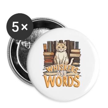 Whiskers and Words': Where curiosity about cosiness - Buttons small 1''/25 mm (5-pack) - white - Front