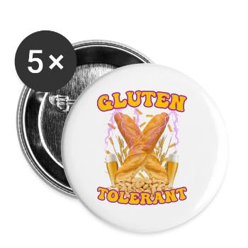 Gluten Tolerant Healthy Nutrition Celiac Food Pun - Buttons small 1''/25 mm (5-pack) - white - Front