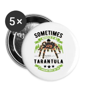 Tarantel Spinne Tarantula - Buttons klein 25 mm (5er Pack) - Weiß - Vorne