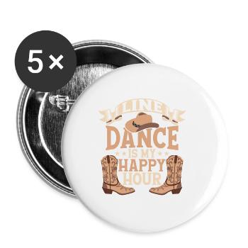 La danse en ligne est mon happy hour musique country western - Lot de 5 petits badges (25 mm) - blanc - Devant