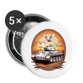 Panzer mit Friedenstauben - Buttons klein 25 mm (5er Pack) - Weiß - Vorne