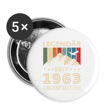Legendär seit 1963 Vintage Geschenk - Buttons klein 25 mm (5er Pack) - Weiß - Vorne