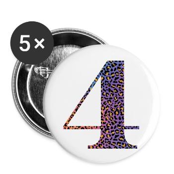 4e anniversaire léopard - Lot de 5 petits badges (25 mm) - blanc - Devant