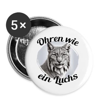 Ohren wie ein Luchs - Buttons klein 25 mm (5er Pack) - Weiß - Vorne