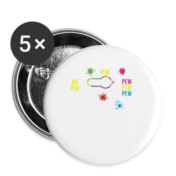 No Pew Funny Paintball Spieler Paintballing - Buttons klein 25 mm (5er Pack) - Weiß - Vorne