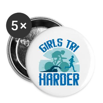 Girls Tri Harder 4 - Buttons small 1''/25 mm (5-pack) - white - Front