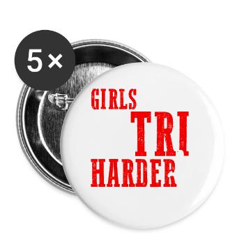 Girls Tri Harder 5 - Buttons small 1''/25 mm (5-pack) - white - Front