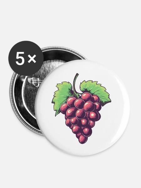 Traube Illustration - Buttons klein 25 mm (5er Pack) - Weiß