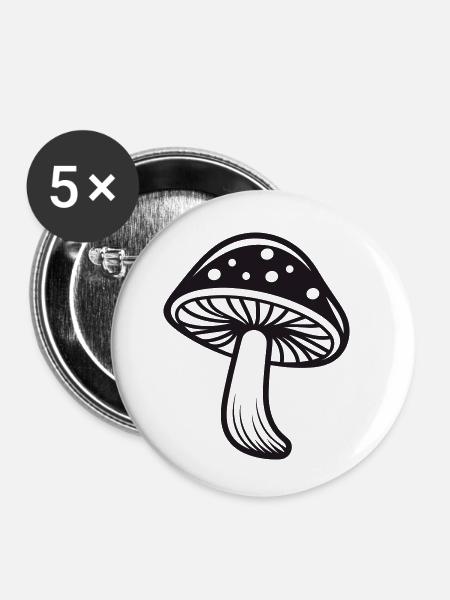 Pilz - Buttons klein 25 mm (5er Pack) - Weiß