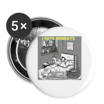 Gâche du matin ou lève-tard? - Lot de 5 petits badges (25 mm) - blanc - Devant
