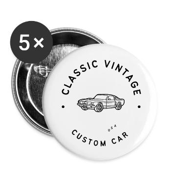 Classic Custom Vintage Car - Buttons klein 25 mm (5er Pack) - Weiß - Vorne