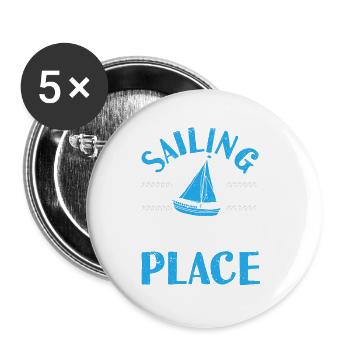 Sailing is my place of happiness Funny boating - Buttons small 1''/25 mm (5-pack) - white - Front