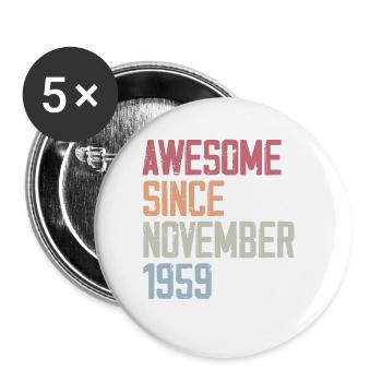 Birthday gift in November 1959 - Buttons small 1''/25 mm (5-pack) - white - Front
