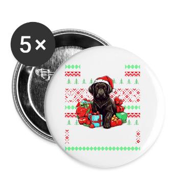Pelzeltern Weihnachten - Schwarzer Labrador Lover Ugly C - Buttons klein 25 mm (5er Pack) - Weiß - Vorne