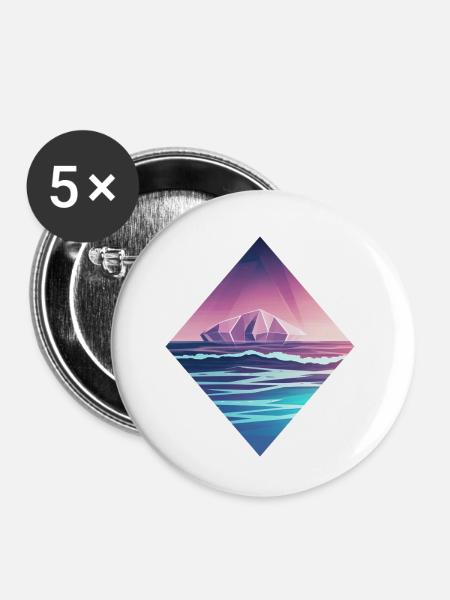 Ozean Vaporwave - Buttons klein 25 mm (5er Pack) - Weiß