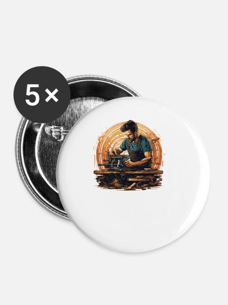 Handwerker Zimmermann-Holzarbeit Zimmerer - Buttons klein 25 mm (5er Pack) - Weiß