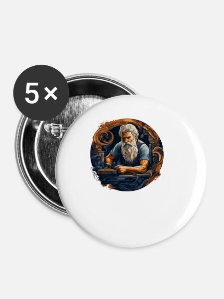 Handwerker Zimmermann-Holzarbeit Zimmerer - Buttons klein 25 mm (5er Pack) - Weiß
