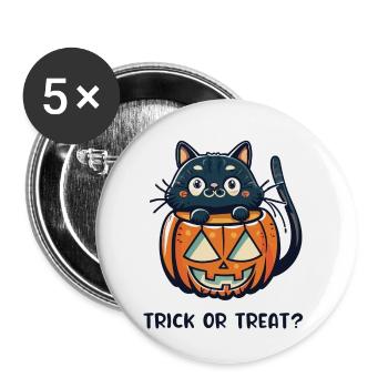 Cute Black Cat Sitting In Pumpkin - Buttons small 1''/25 mm (5-pack) - white - Front