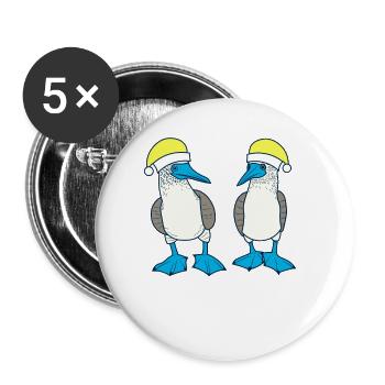 Fou à pieds bleus Noël - Lot de 5 petits badges (25 mm) - blanc - Devant