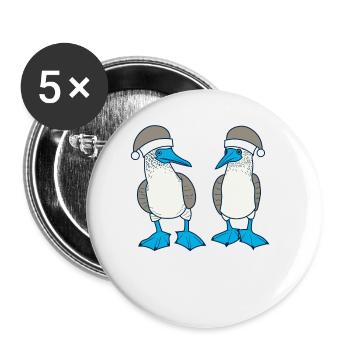 Fou à pieds bleus Noël - Lot de 5 petits badges (25 mm) - blanc - Devant