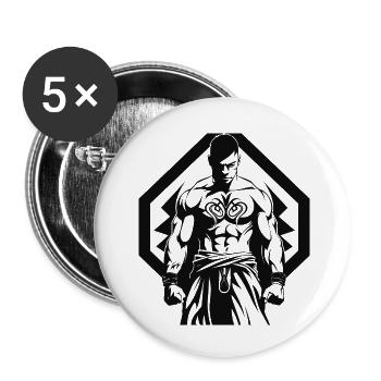 Tribal Boxer / Fighter Logo Tattoo Design - Buttons klein 25 mm (5er Pack) - Weiß - Vorne