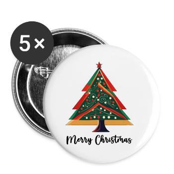 Weihnachtsbaum / Tanne / Christbaumkugeln / Stern - Buttons klein 25 mm (5er Pack) - Weiß - Vorne
