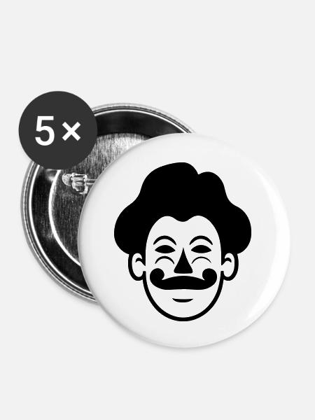 Clown - Buttons klein 25 mm (5er Pack) - Weiß