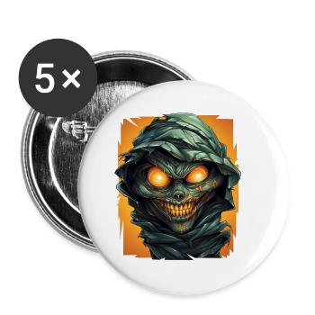 Halloween Spooky Cartoon Mummy - Buttons klein 25 mm (5er Pack) - Weiß - Vorne