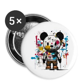 Bear-y Stylish: A Contemporary Artistic Twist. - Buttons small 1''/25 mm (5-pack) - white - Front