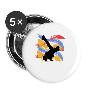 Breakdancing - Buttons small 1''/25 mm (5-pack) - white - Front