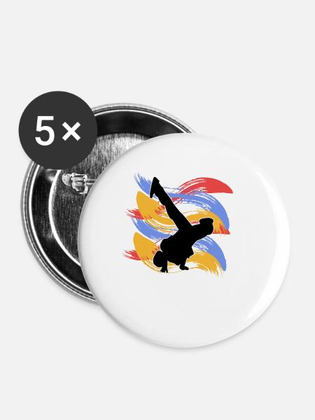 Breakdancing - Buttons klein 25 mm (5er Pack) - Weiß