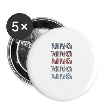 70s Retro Nom Vintage Personnalisé Nina - Lot de 5 petits badges (25 mm) - blanc - Devant